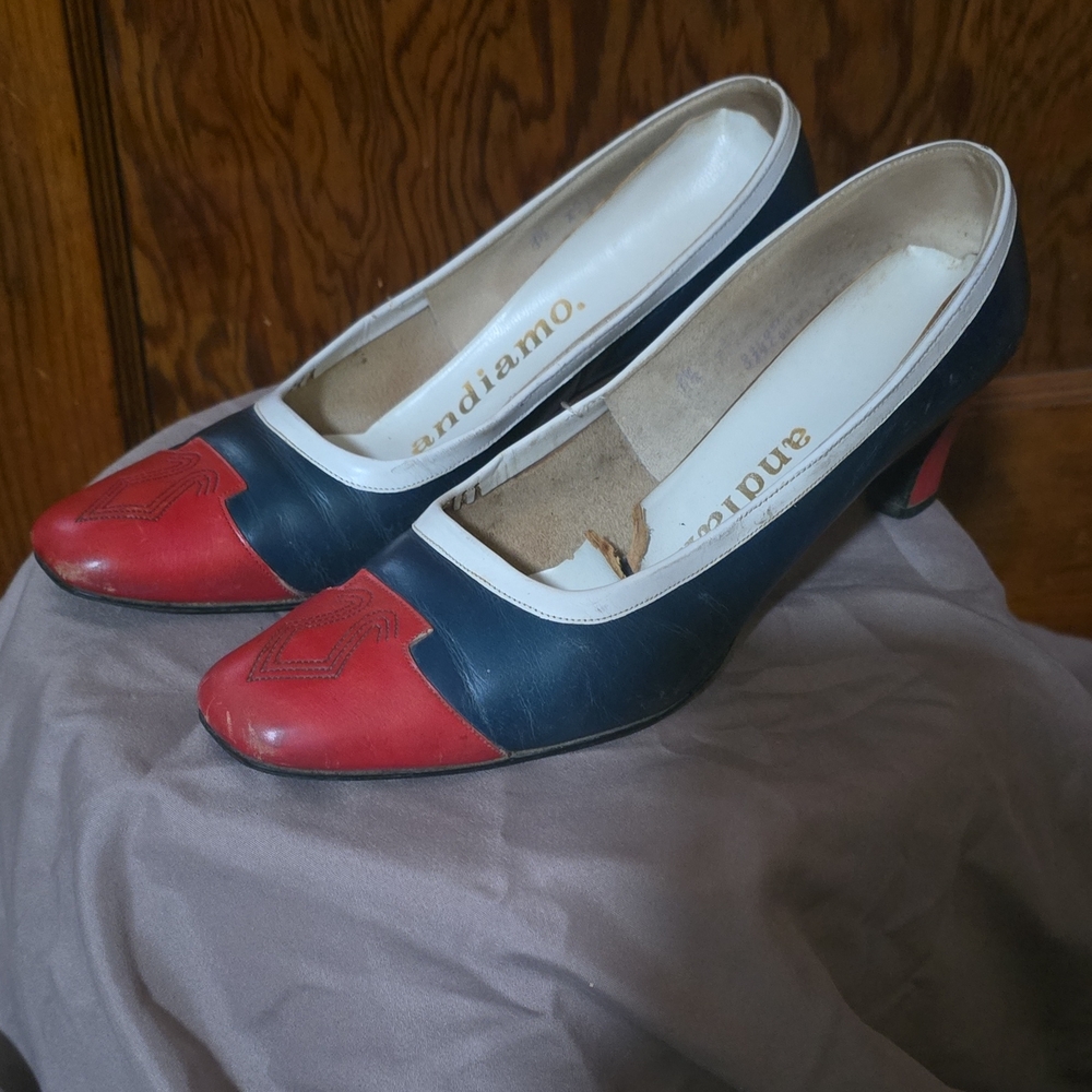 Andiamo Women's Red and Blue Heels